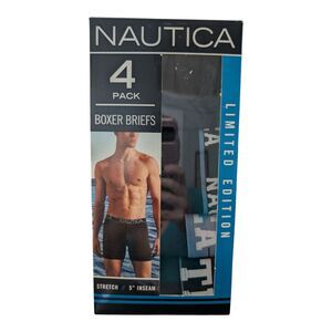 NAUTICA STRETCH BOXER BRIEFS  5" INSEAM 4 PACK UNDERWEAR MENS SMALL NAVY BLUE